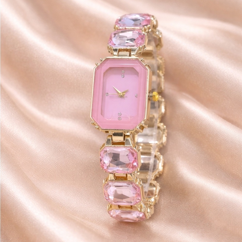 Rose Elegance Gem Timepiece Bracelet Watch